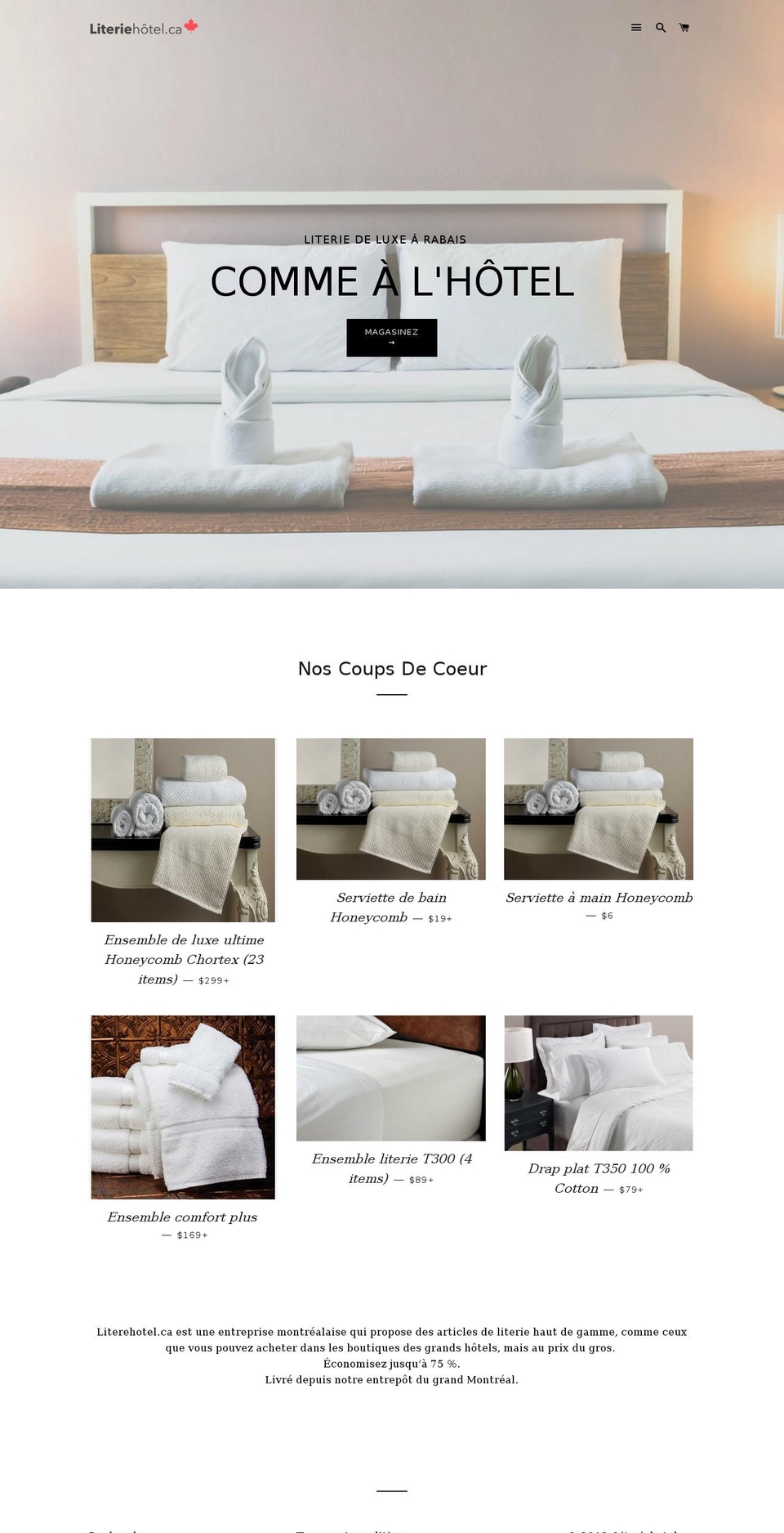 literiehotel.ca shopify website screenshot