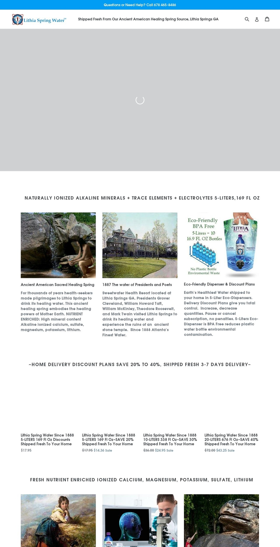 lithiaspringwaterstore.com shopify website screenshot