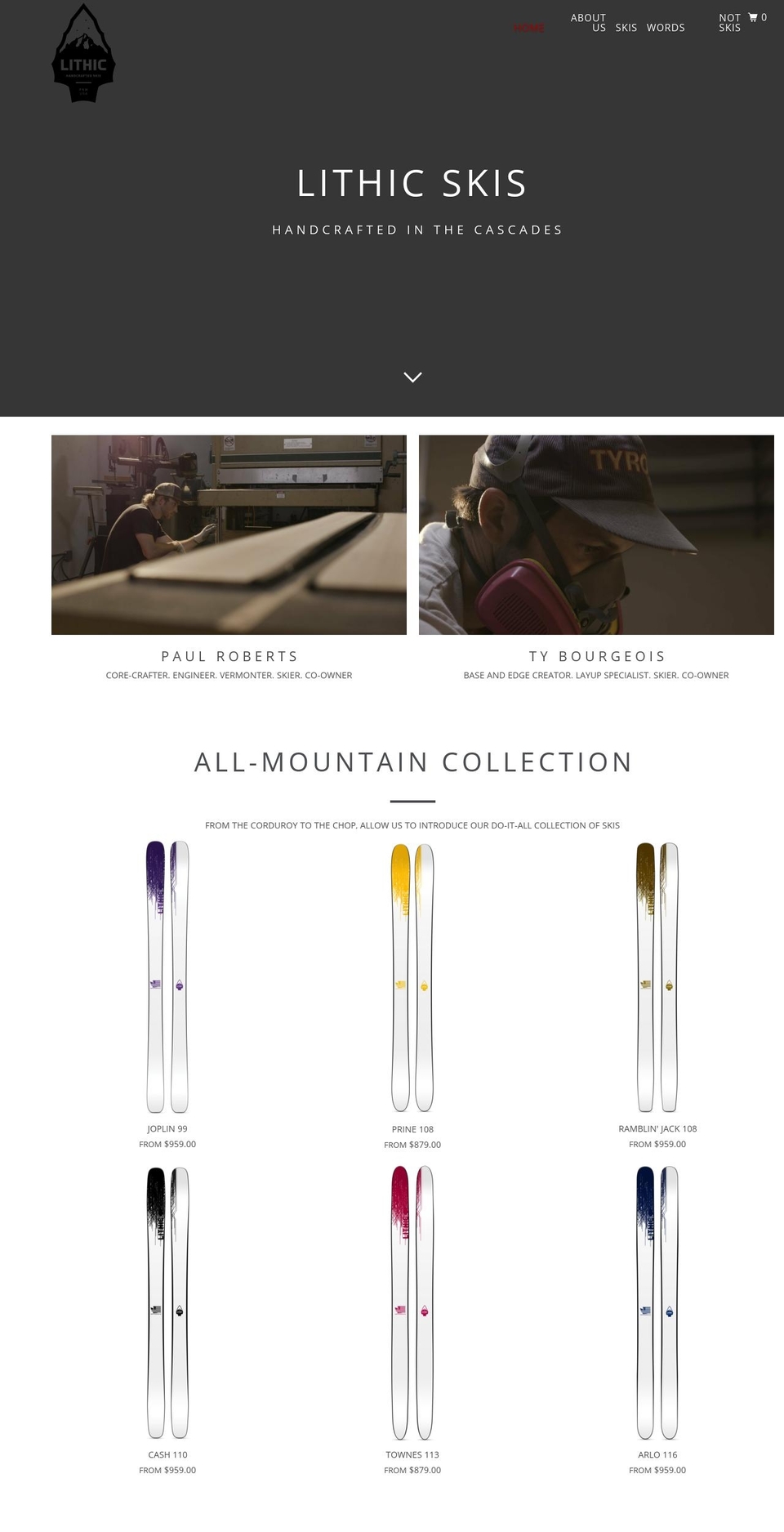 lithicskis.com shopify website screenshot