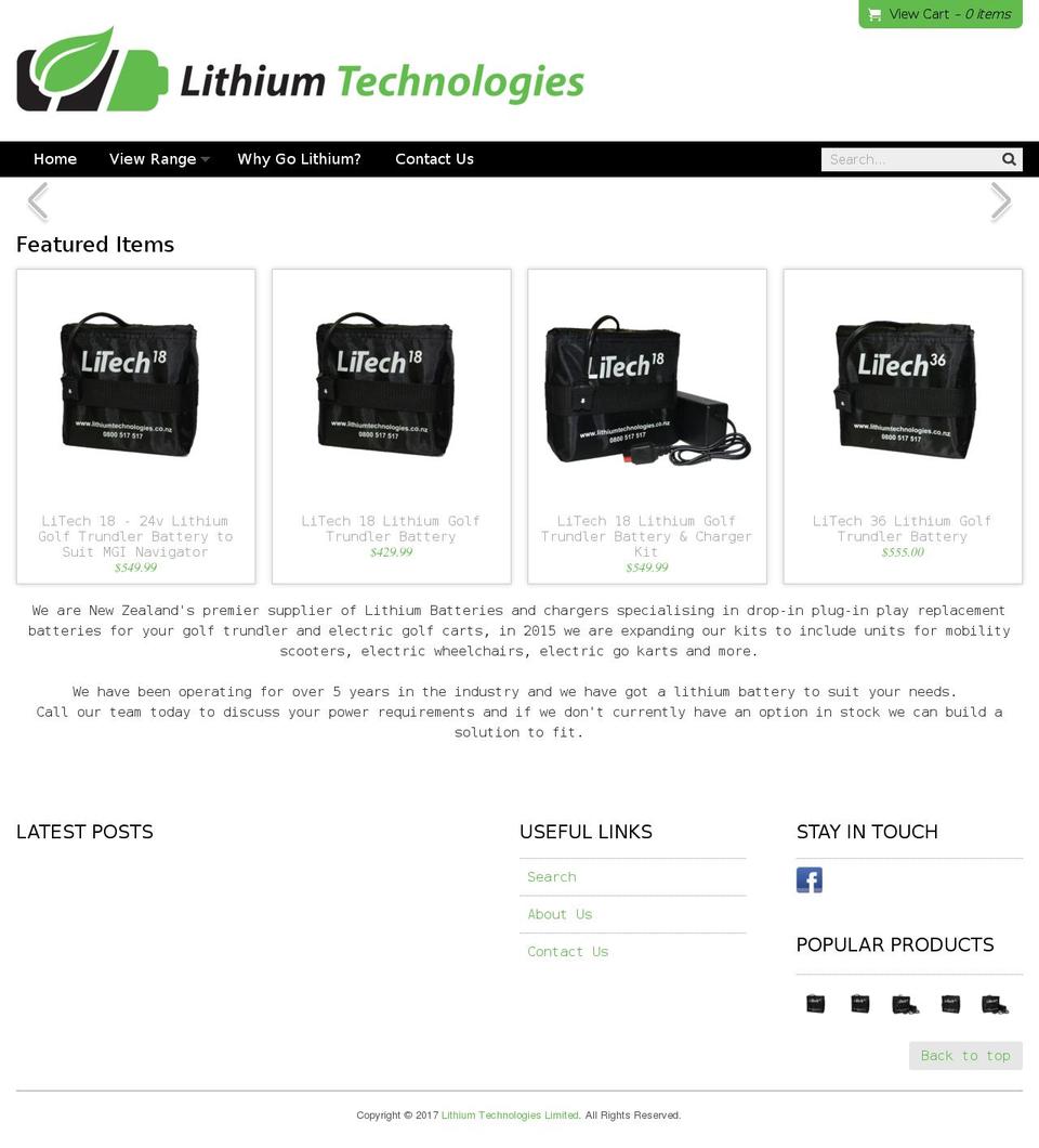 lithiumtech.co.nz shopify website screenshot