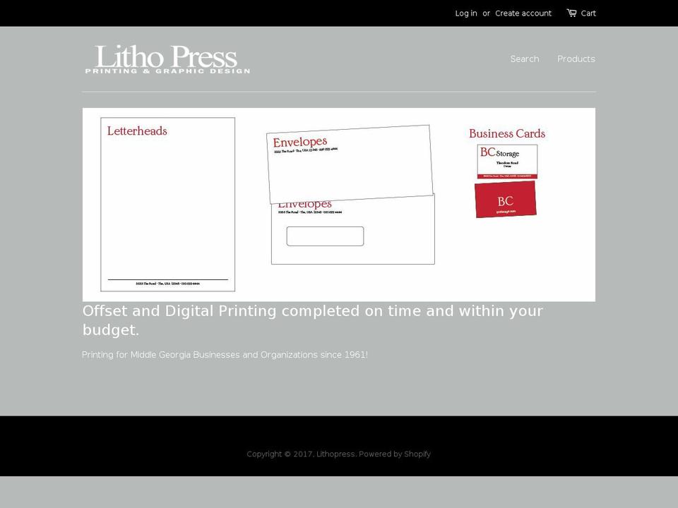 lithopressmacon.com shopify website screenshot