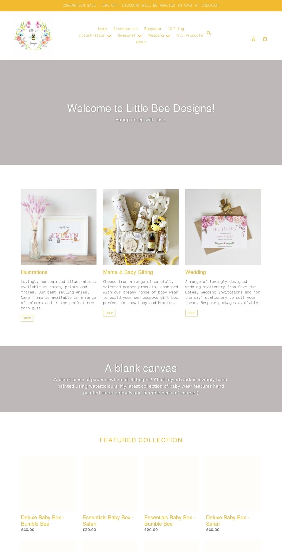 little-bee-designs.co.uk shopify website screenshot