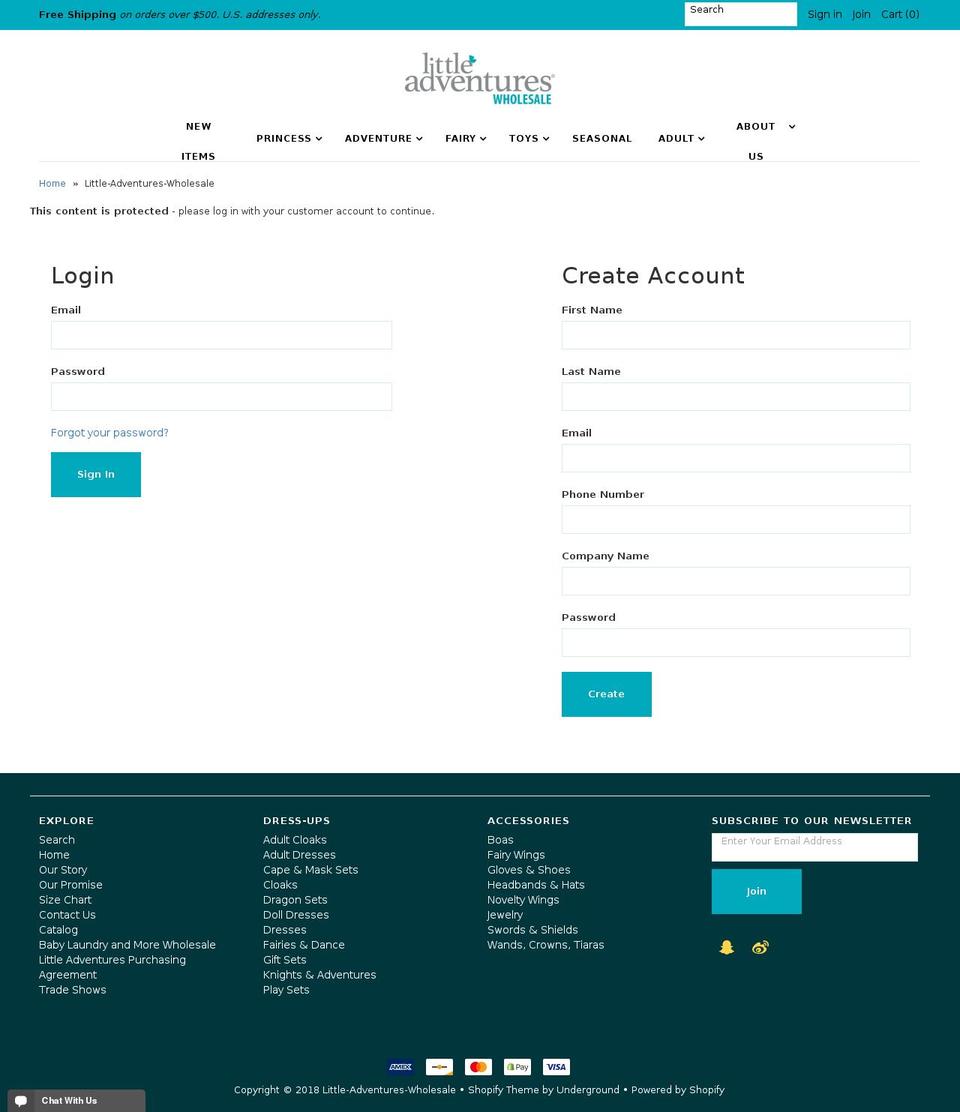 littleadventureswholesale.com shopify website screenshot