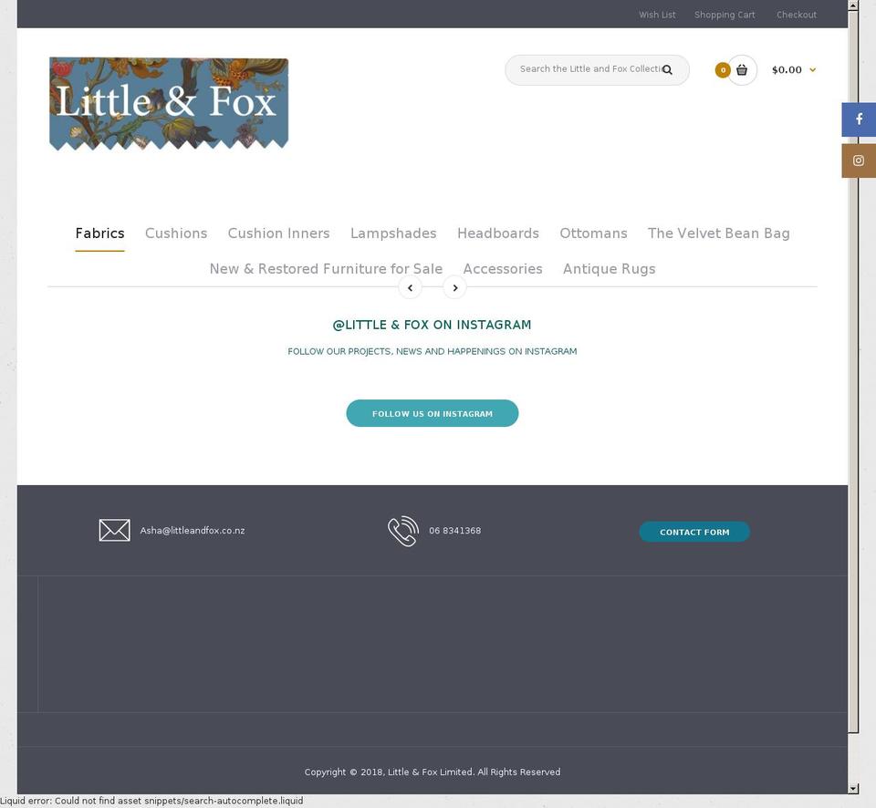 littleandfox.co.nz shopify website screenshot