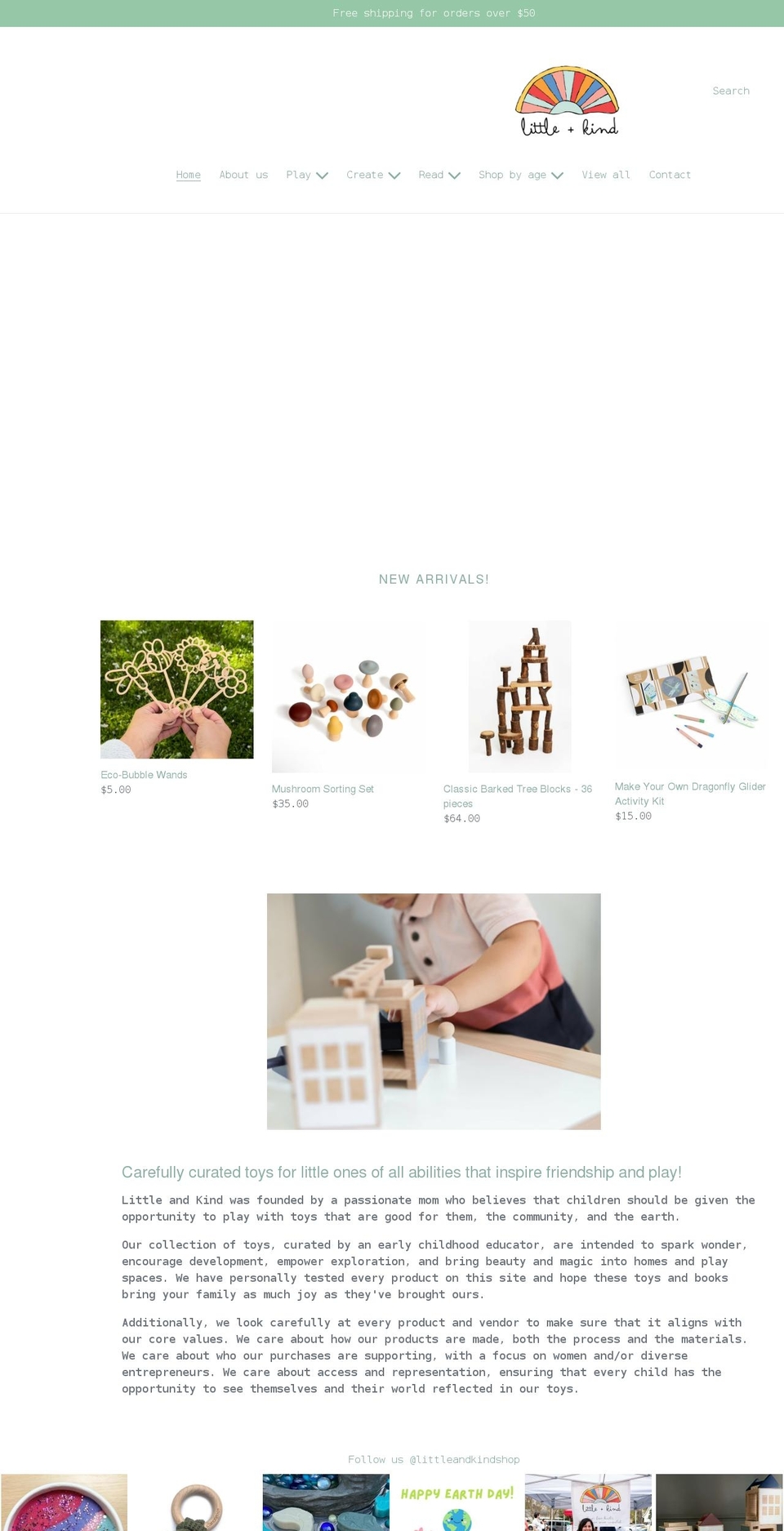 littleandkindshop.com shopify website screenshot