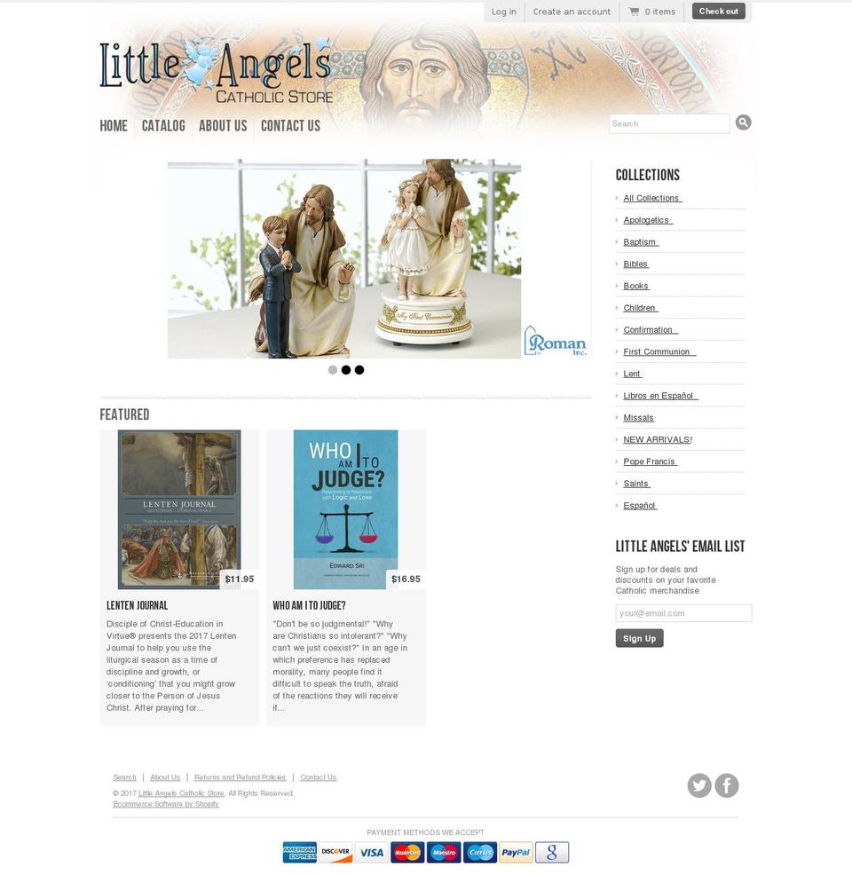 littleangelscatholicstore.com shopify website screenshot