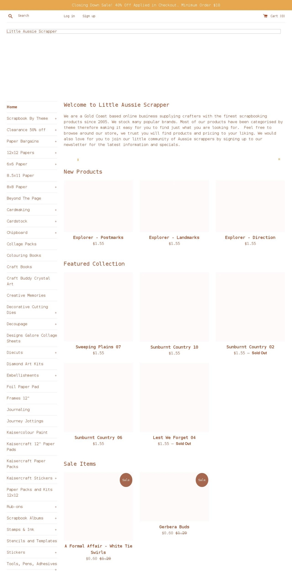 littleaussiescrapper.com.au shopify website screenshot