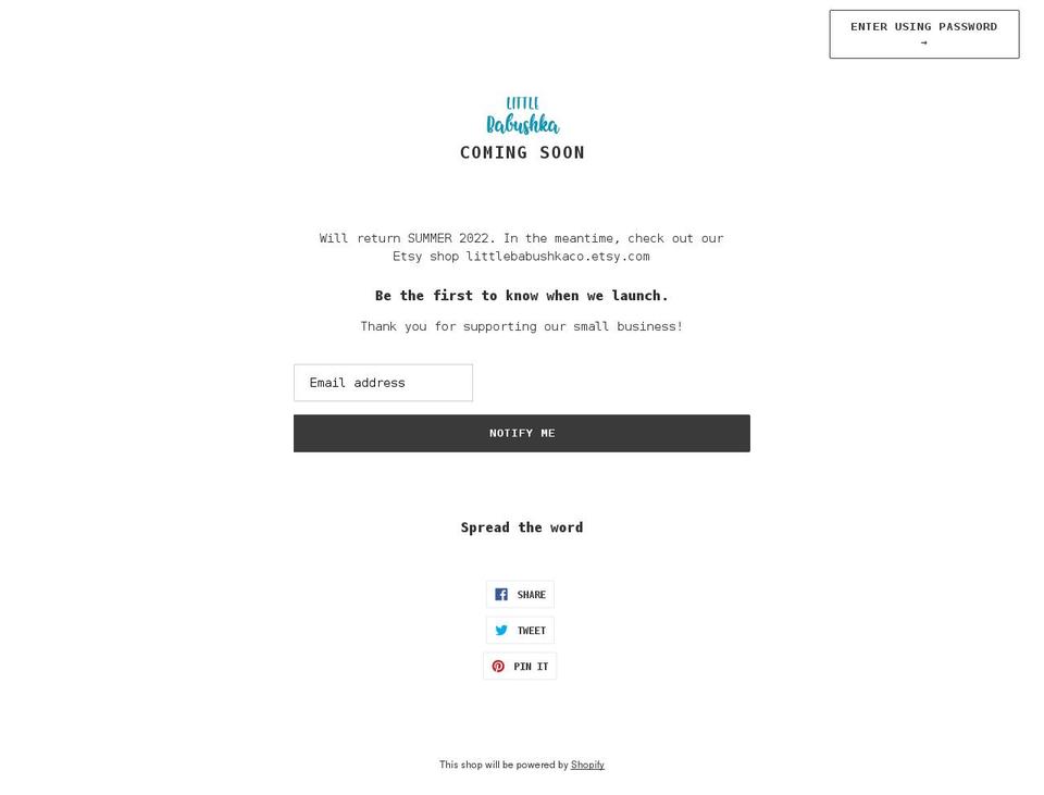 littlebabushkaco.com shopify website screenshot