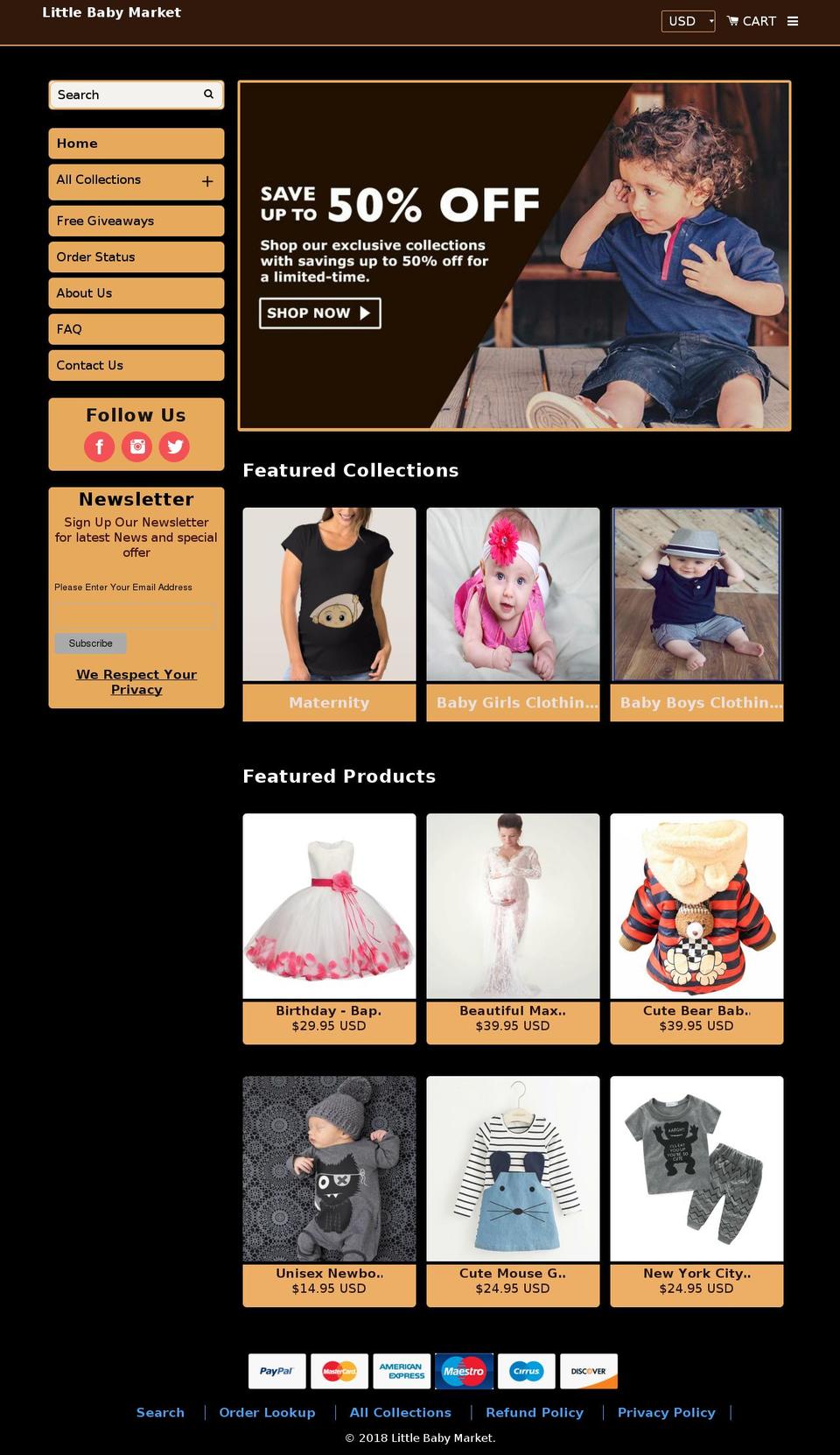 Kiddies Shopify theme site example littlebabymarket.com