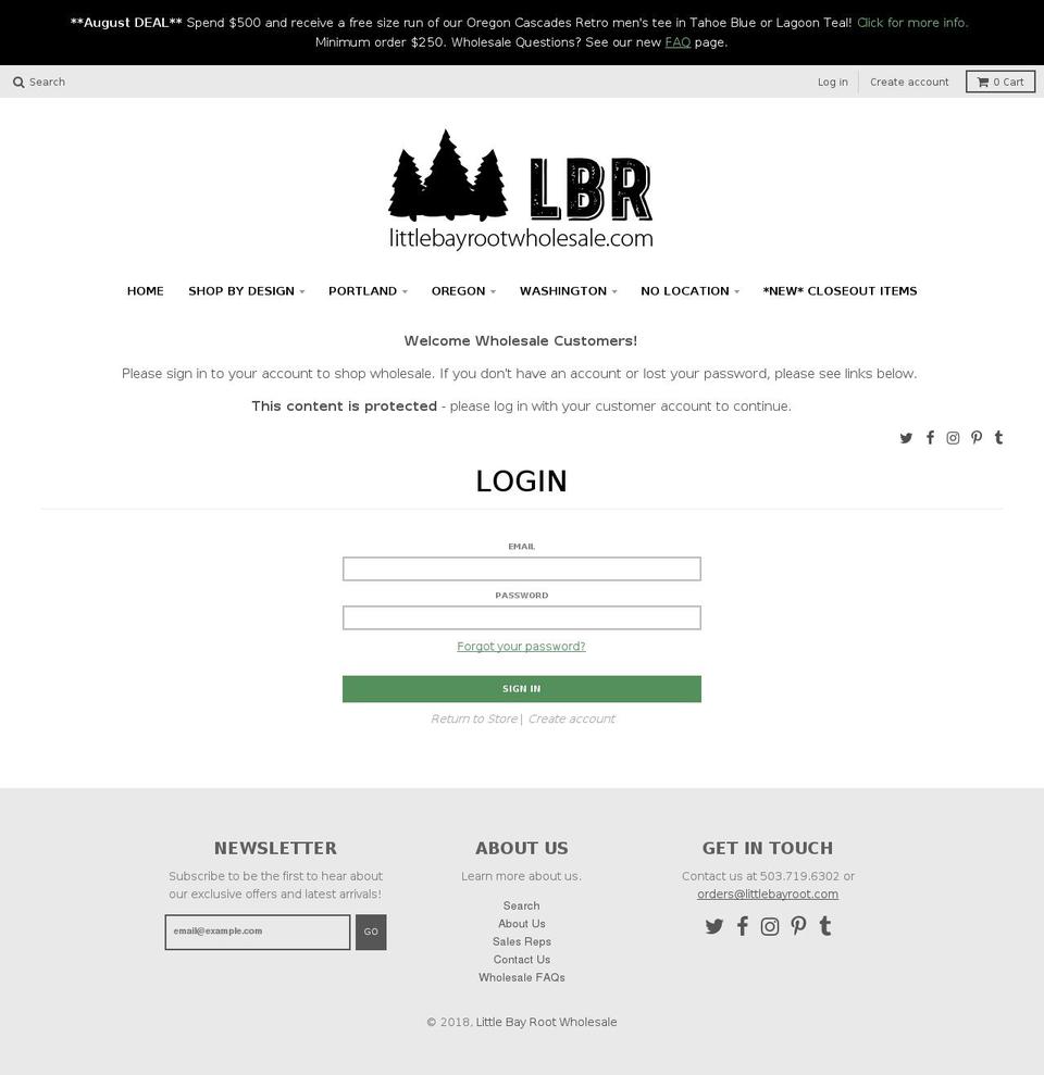littlebayrootwholesale.com — Shopify storefront screenshot