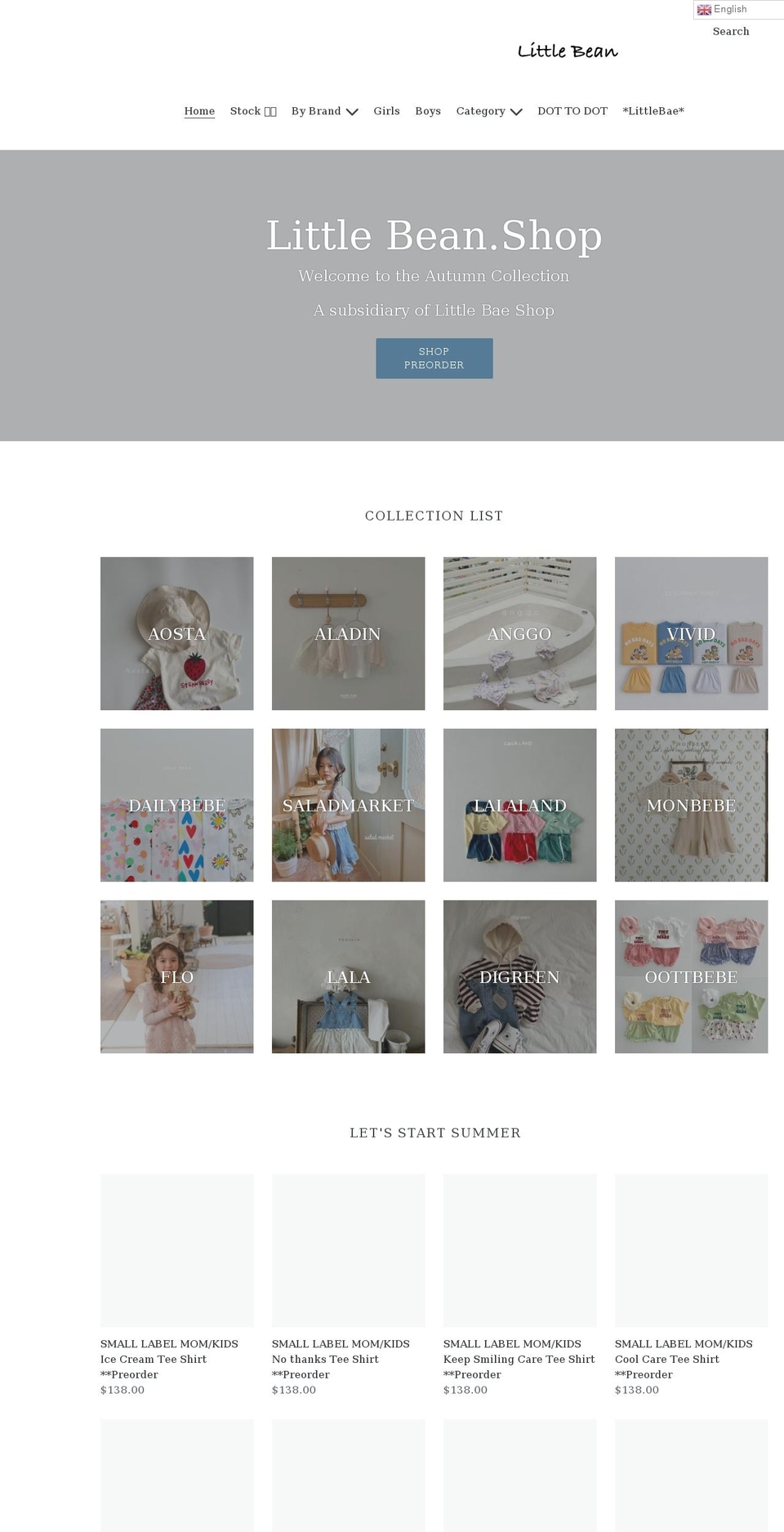 littlebeanshop.love shopify website screenshot