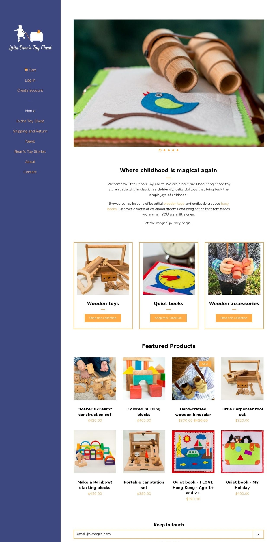 littlebeanstoychest.com shopify website screenshot