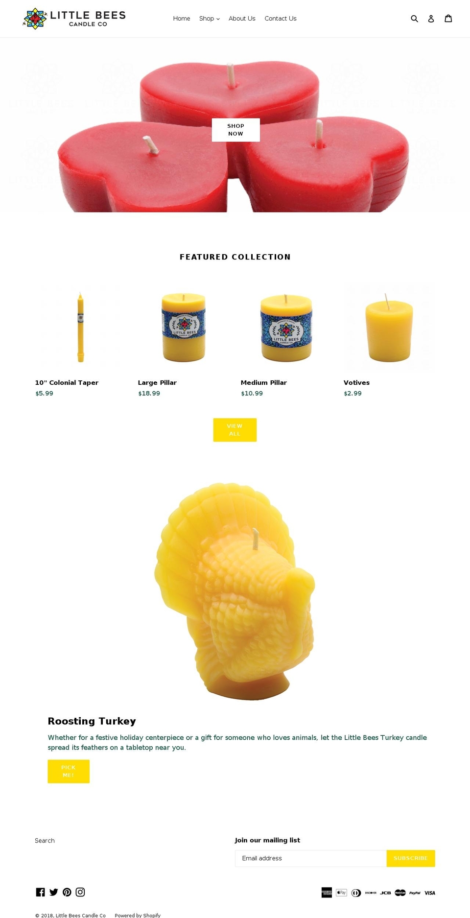 littlebeescandles.com — Shopify storefront screenshot