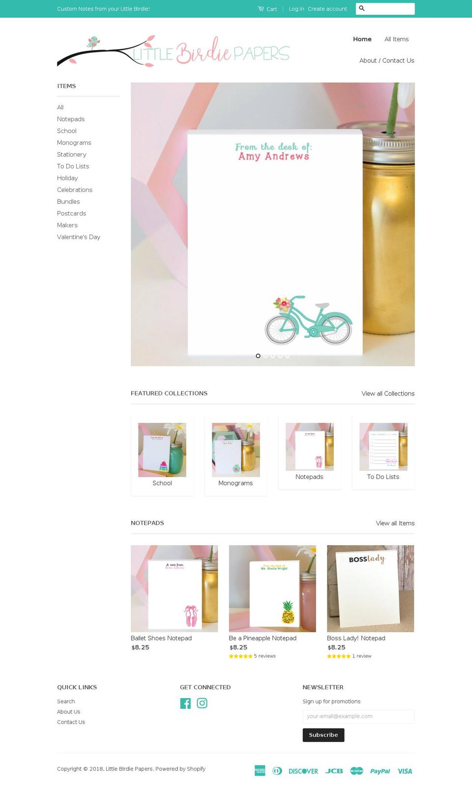 littlebirdiepapers.com — Shopify storefront screenshot