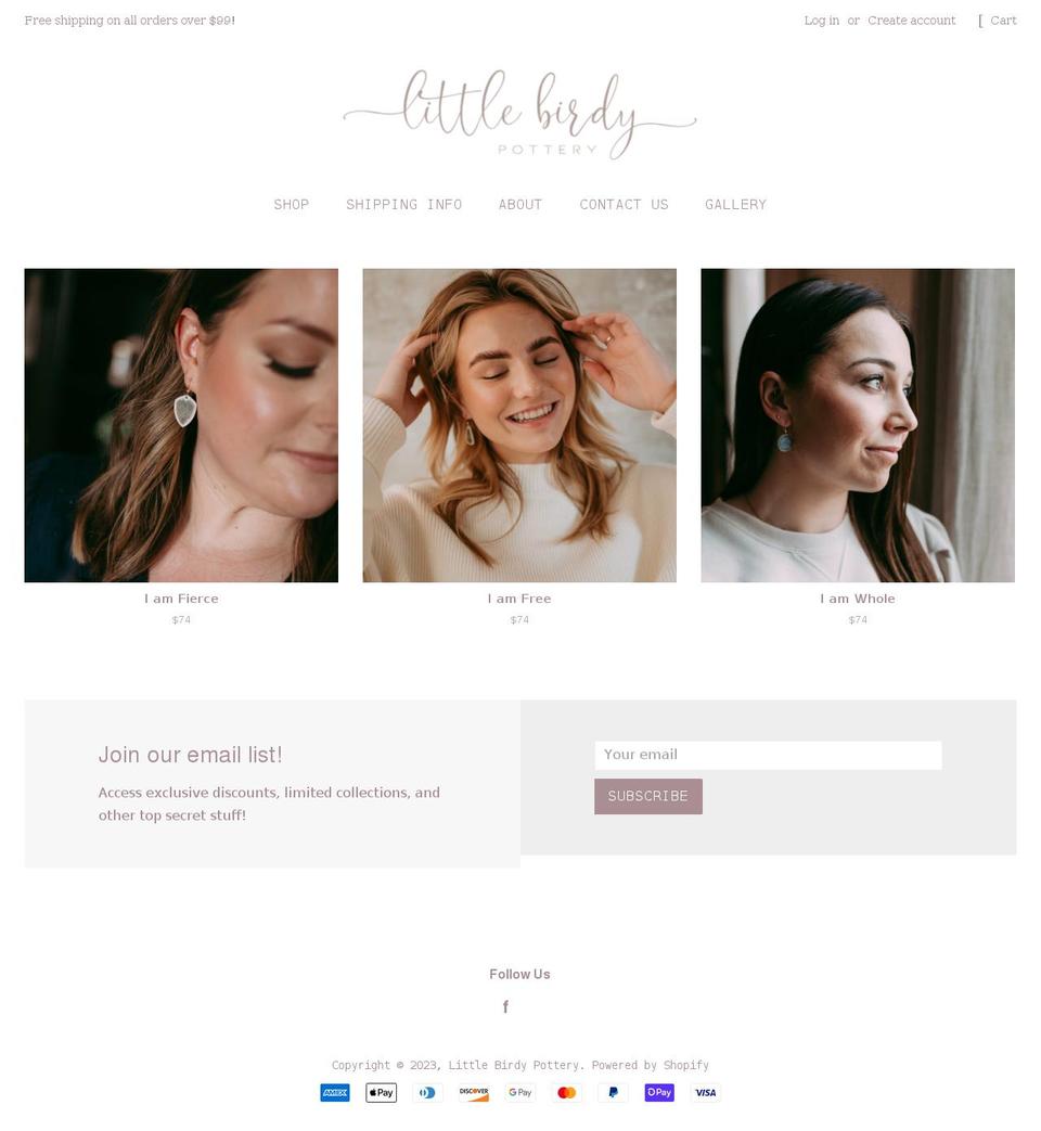 littlebirdypottery.com shopify website screenshot