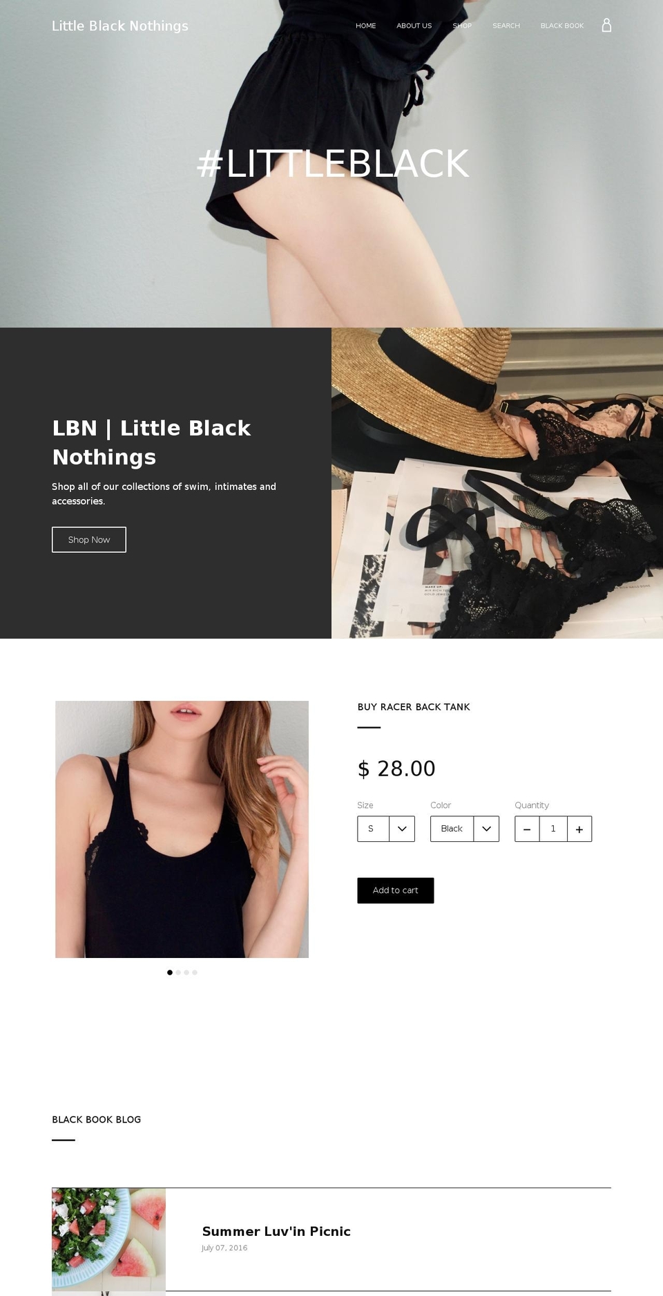 littleblacknothings.com shopify website screenshot