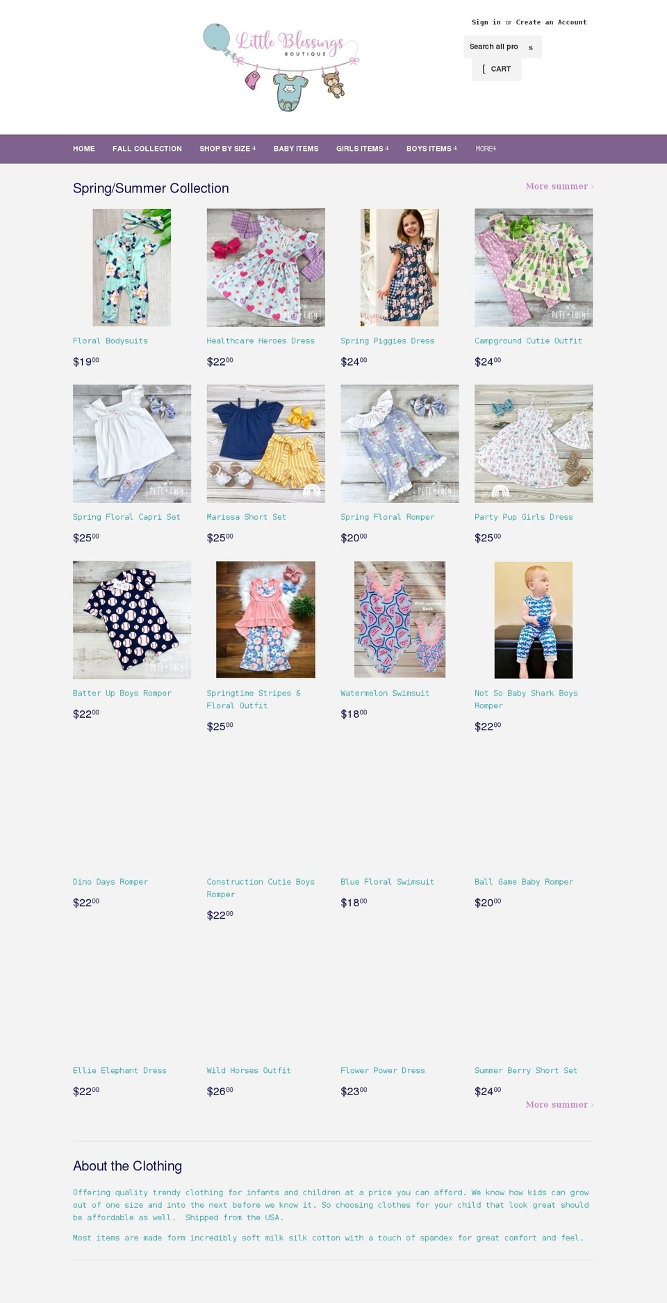 littleblessingsboutique.com shopify website screenshot