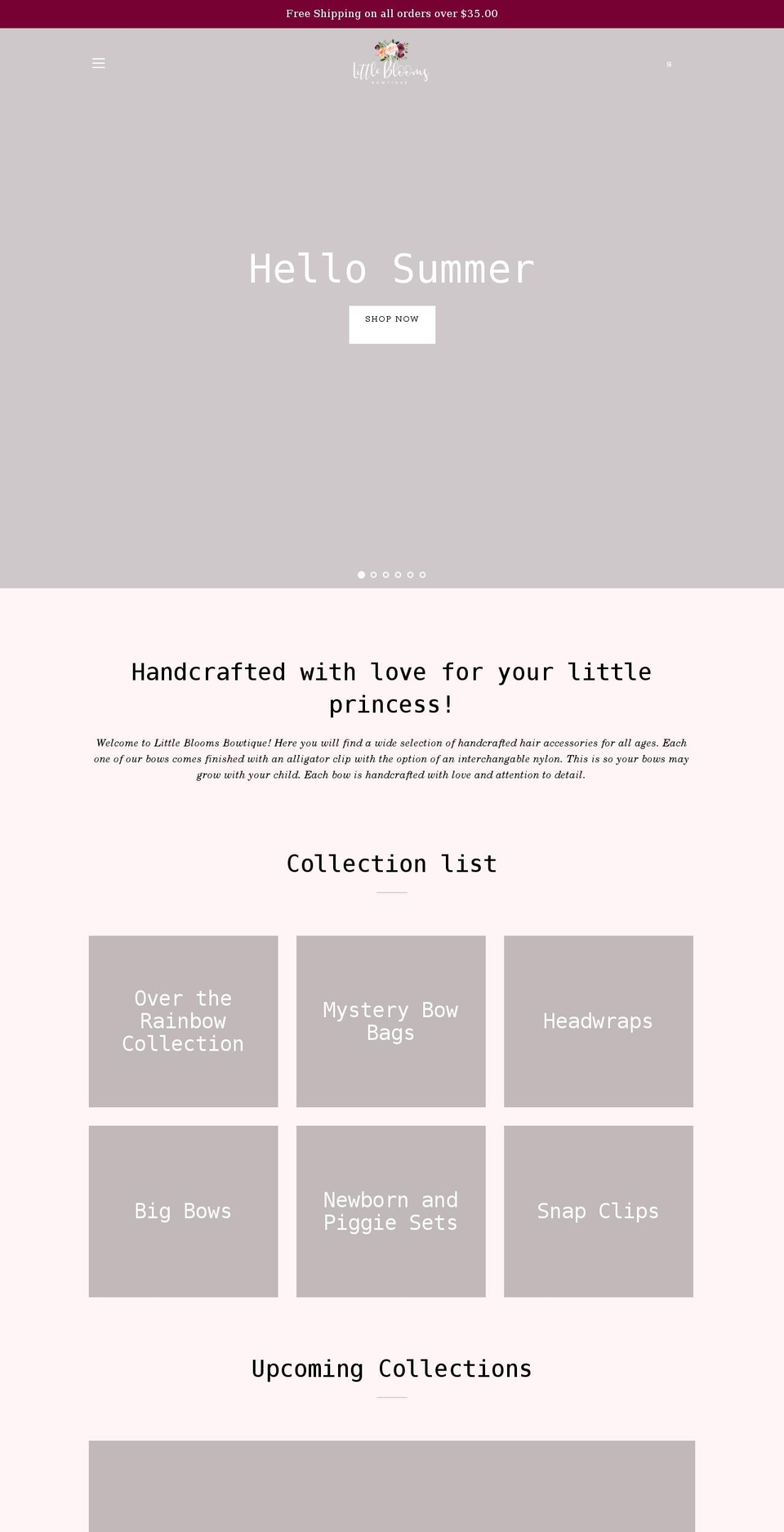 littlebloomsbowtique.com shopify website screenshot