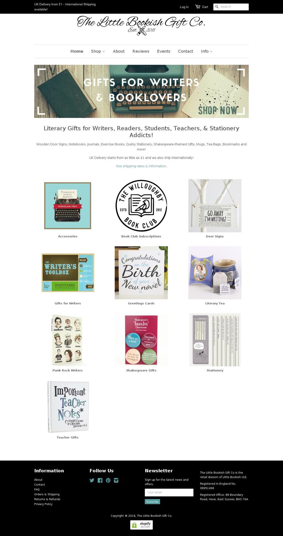 littlebookishgifts.co.uk shopify website screenshot