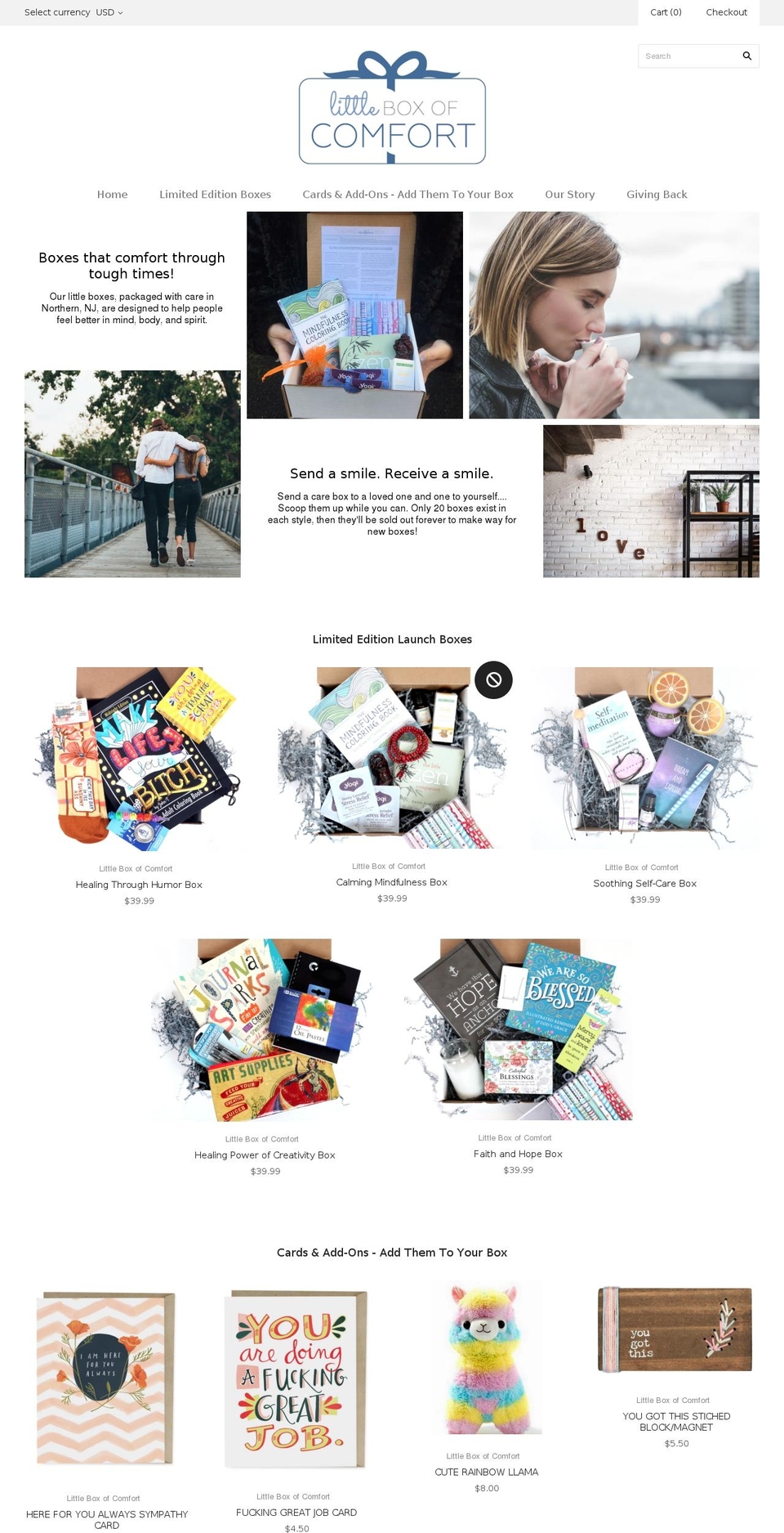 littleboxofcomfort.com — Shopify storefront screenshot