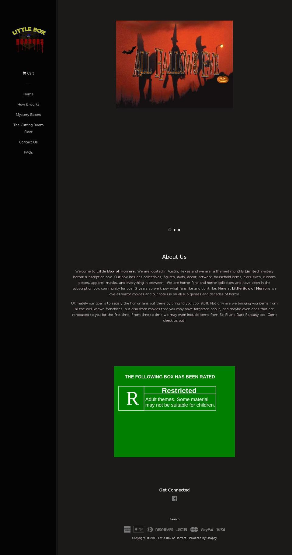 littleboxofhorrors.net shopify website screenshot