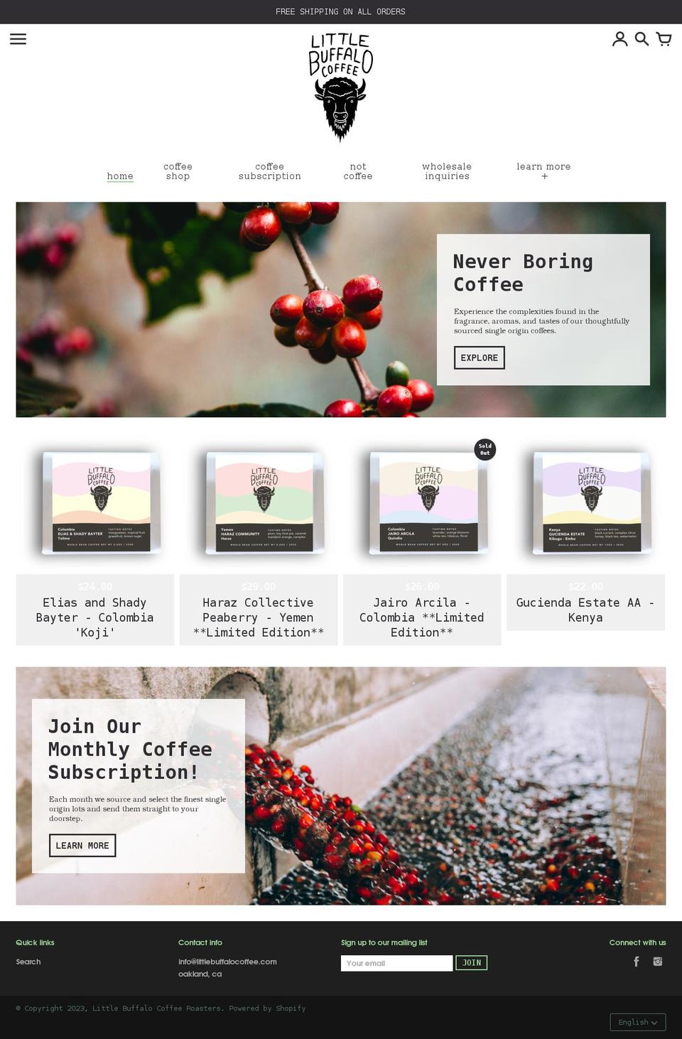 littlebuffalocoffee.com shopify website screenshot