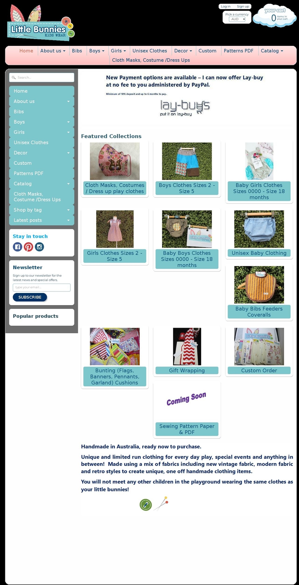 littlebunnieskidswear.com.au shopify website screenshot