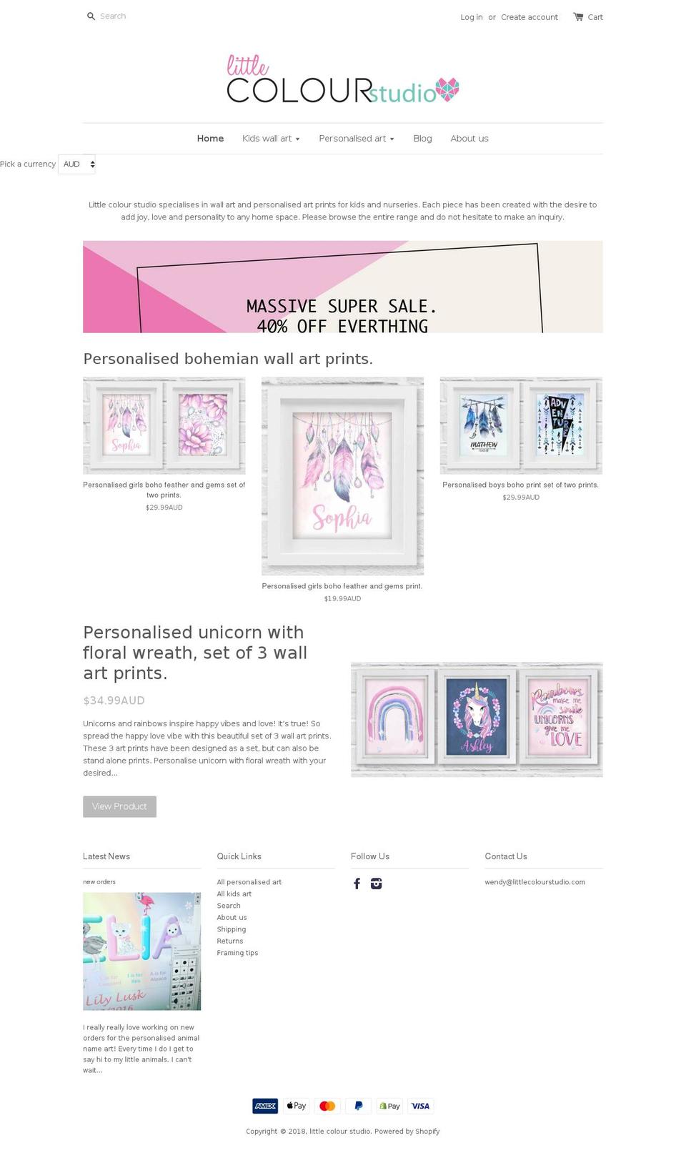 littlecolourstudio.com — Shopify storefront screenshot