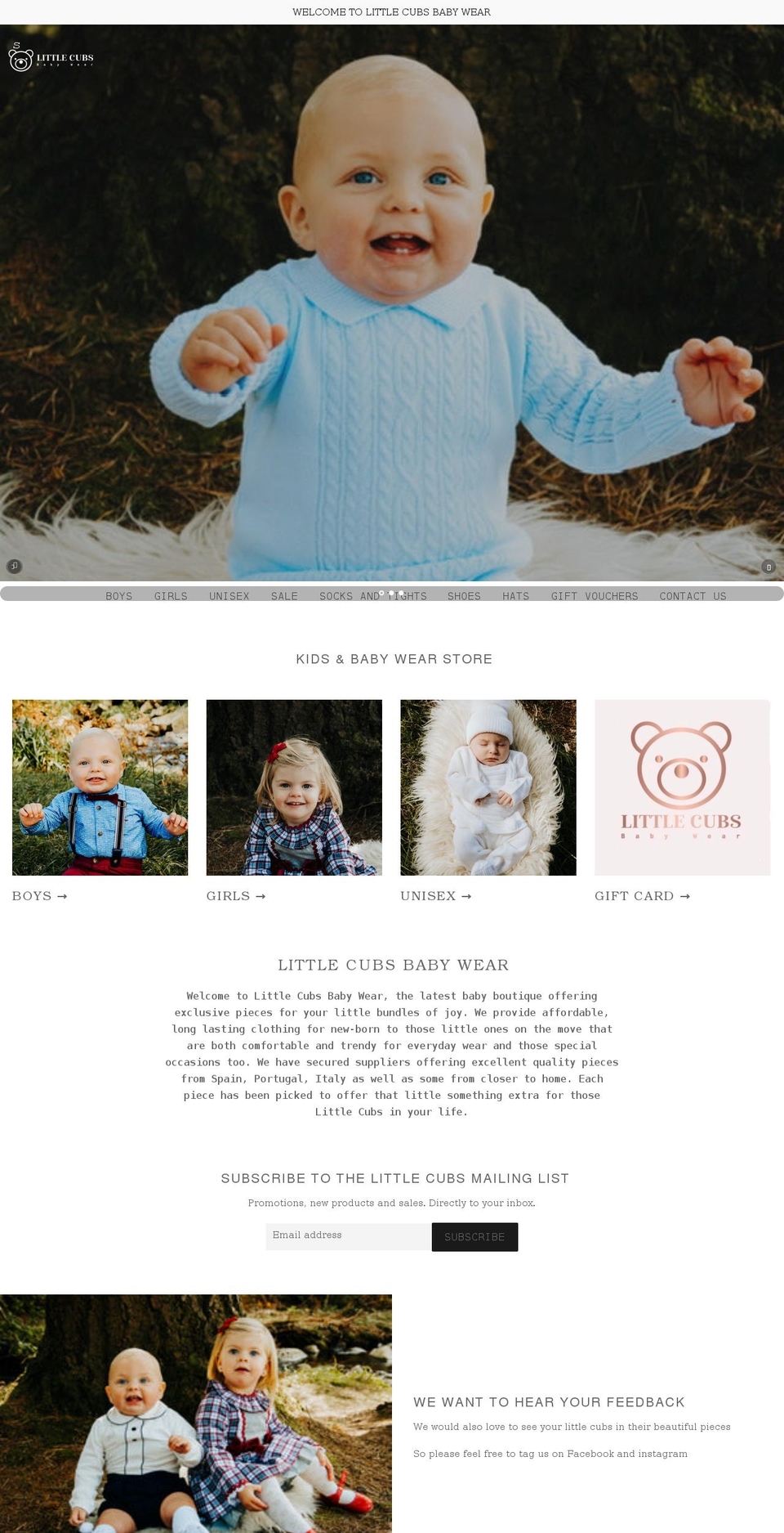 littlecubsbabywear.com shopify website screenshot