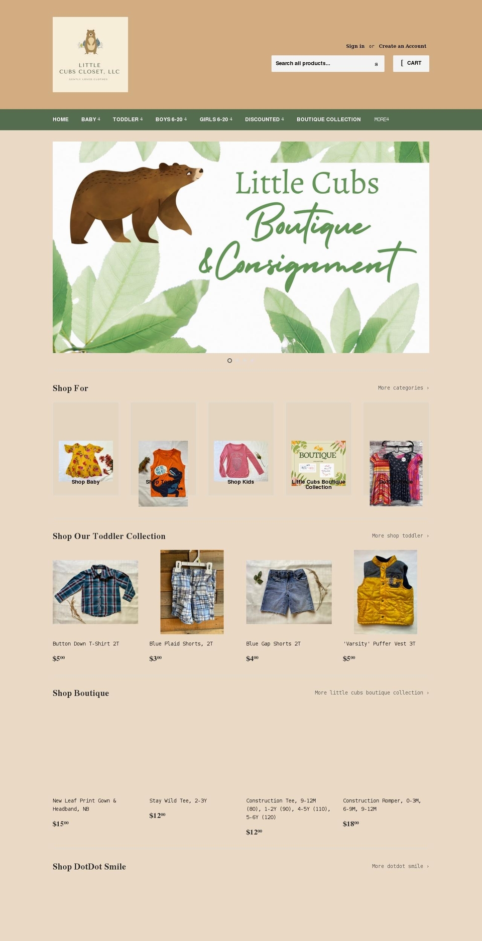 littlecubsclosetllc.com shopify website screenshot