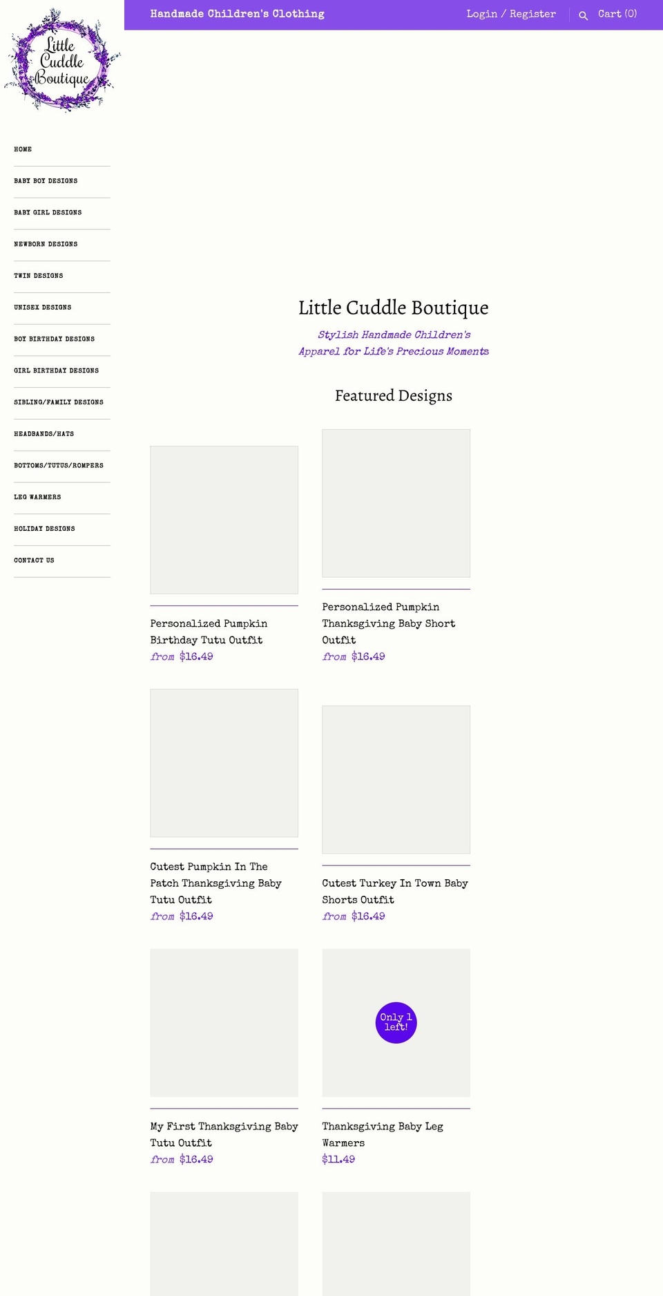 littlecuddleboutique.com shopify website screenshot