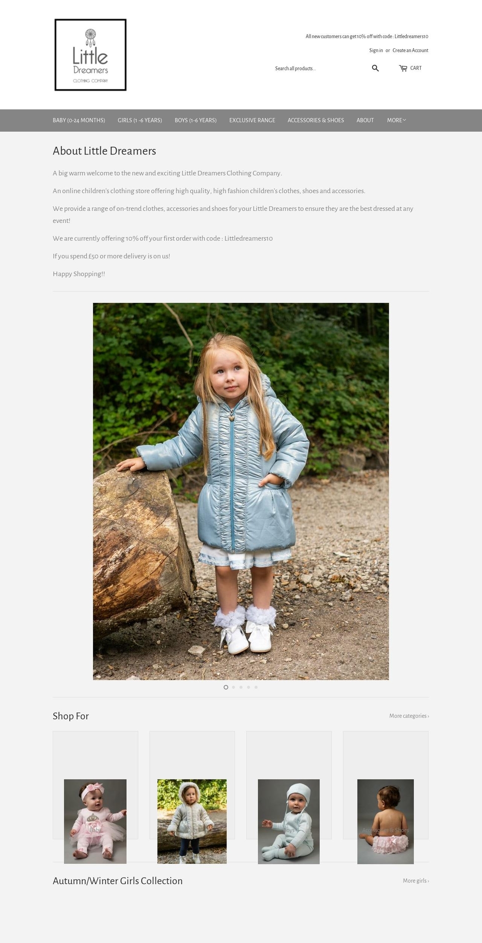 littledreamersclothing.com — Shopify storefront screenshot