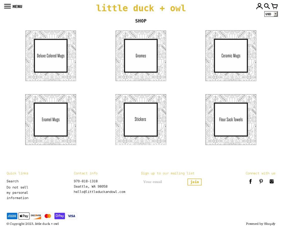 littleduckandowl.com shopify website screenshot