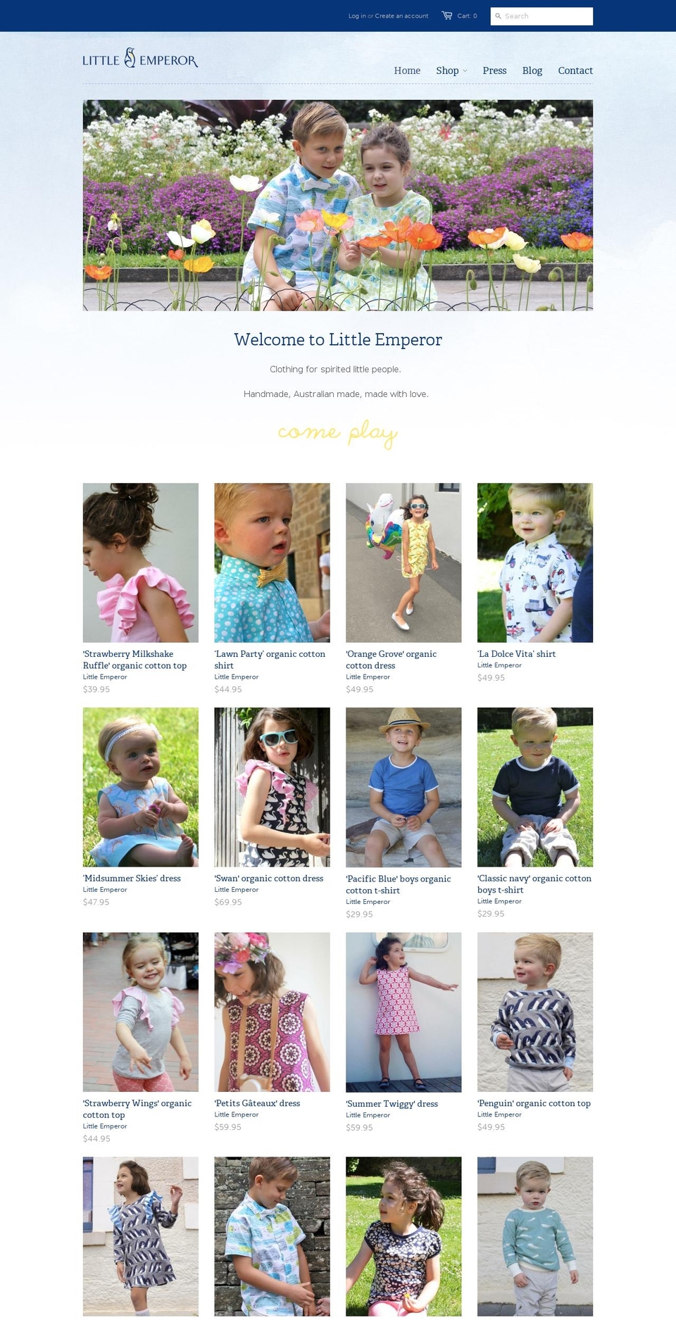 littleemperorclothing.com.au shopify website screenshot