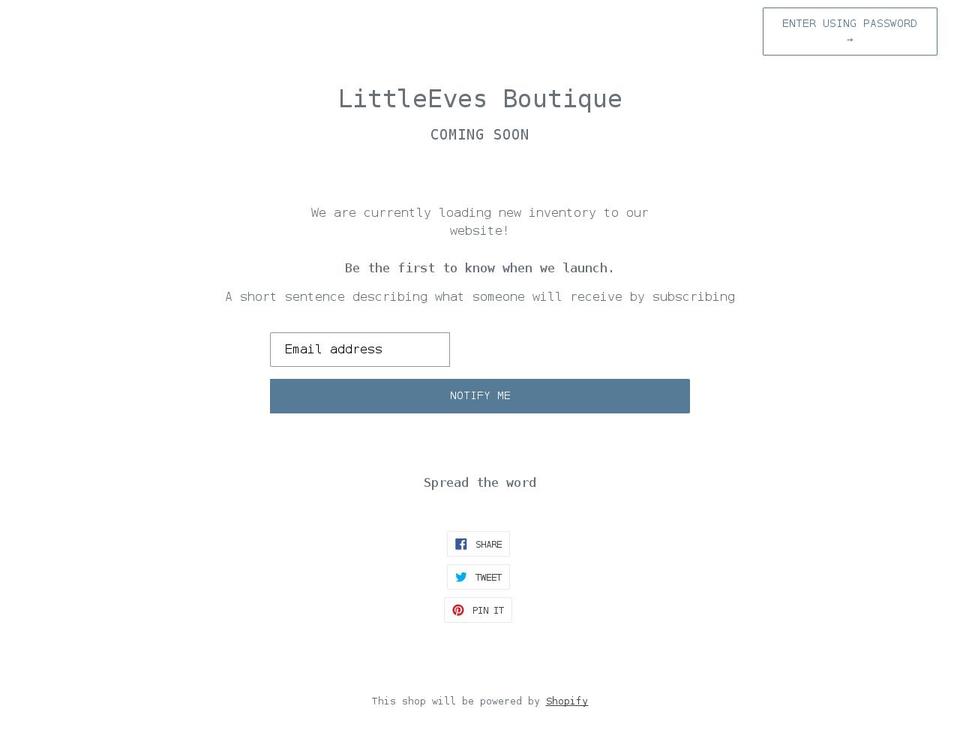 littleevesboutique.com shopify website screenshot