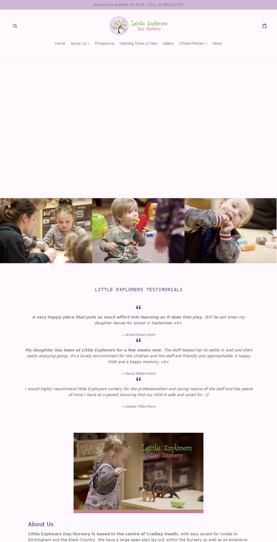 littleexplorersdaycarenursery.co.uk shopify website screenshot