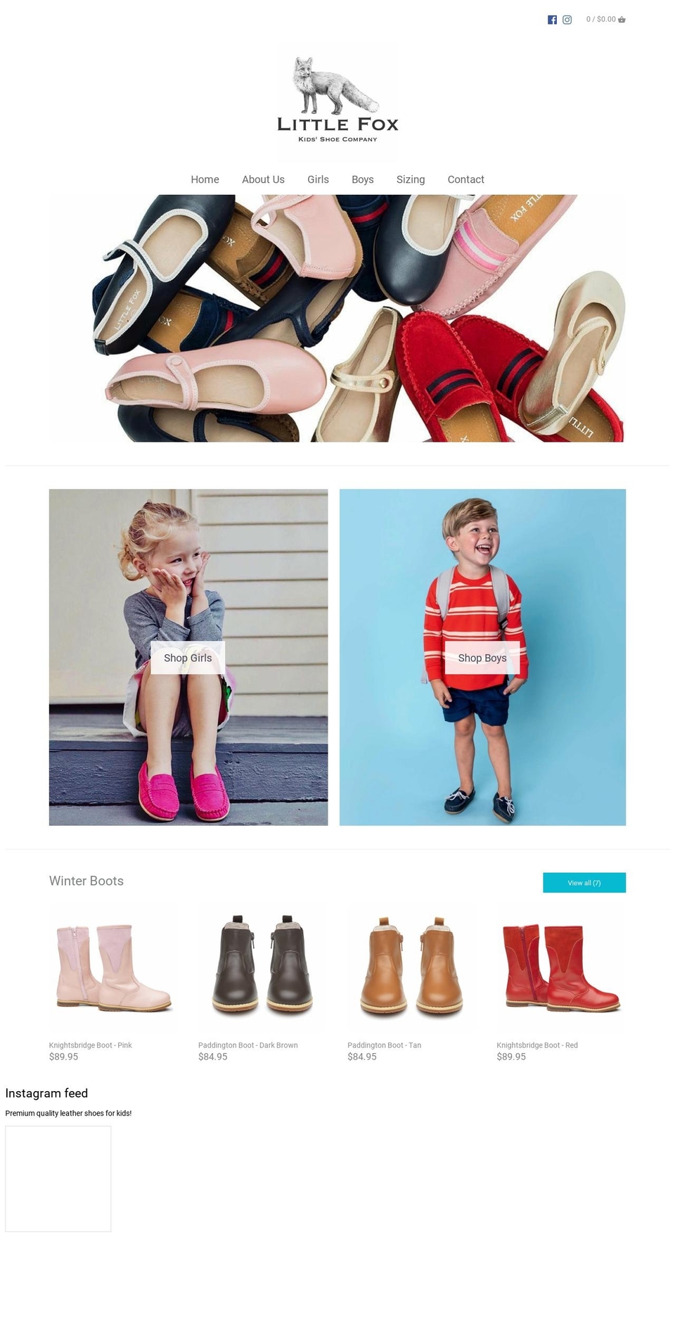 littlefoxkidsshoes.com.au shopify website screenshot