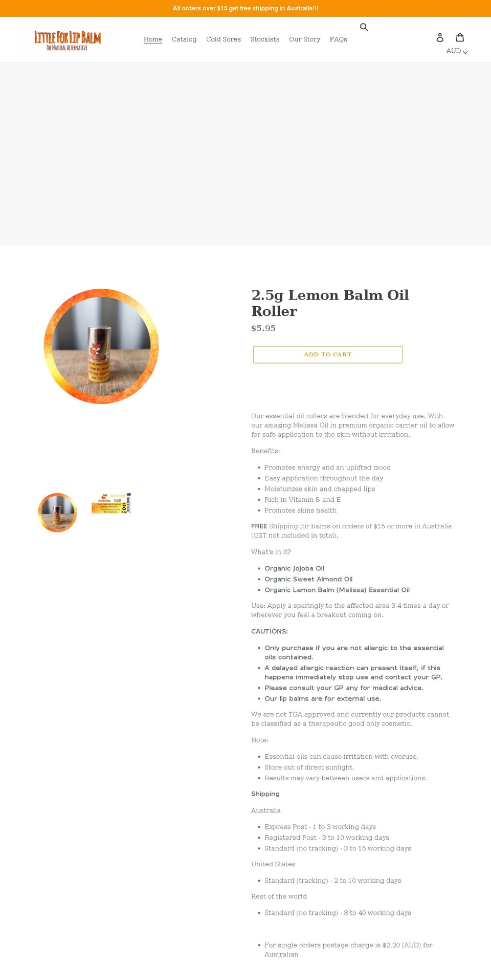 littlefoxlipbalm.com.au shopify website screenshot