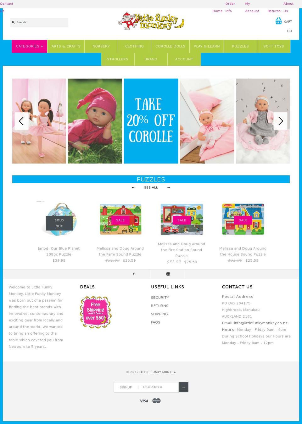 littlefunkymonkey.co.nz shopify website screenshot