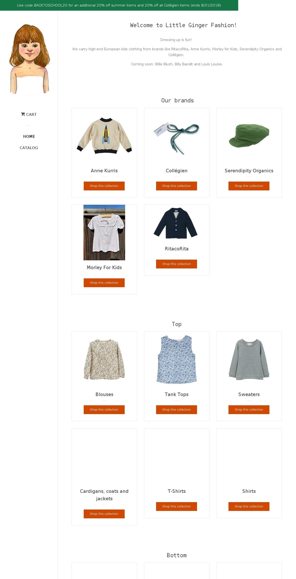 littlegingerfashion.com — Shopify storefront screenshot