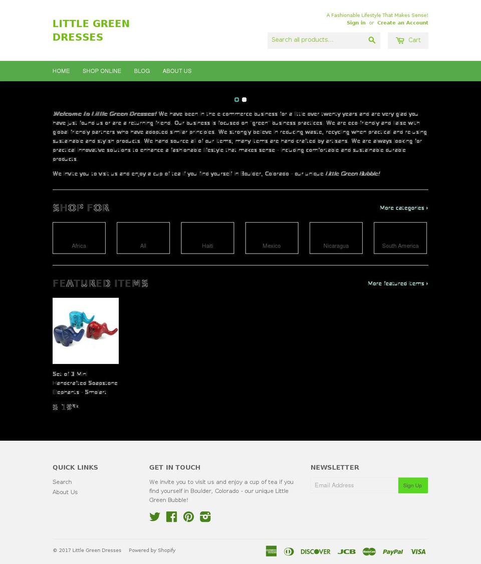 littlegreendresses.com shopify website screenshot