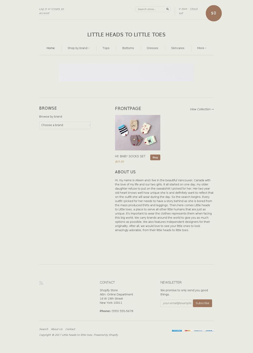 littleheadstolittletoes.com shopify website screenshot