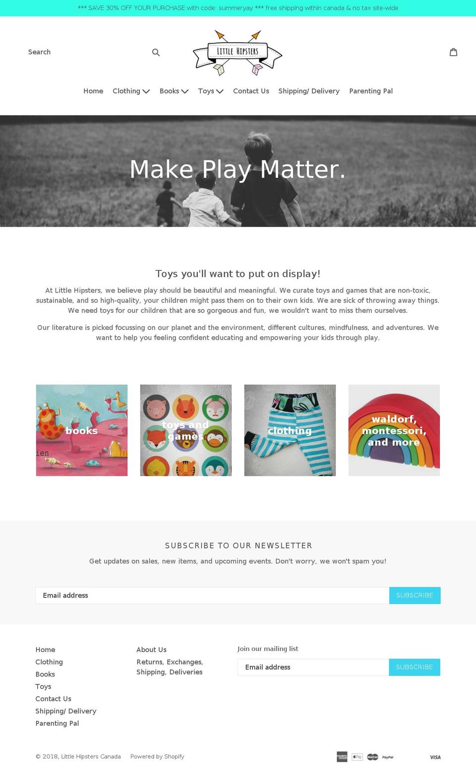 littlehipsters.ca shopify website screenshot