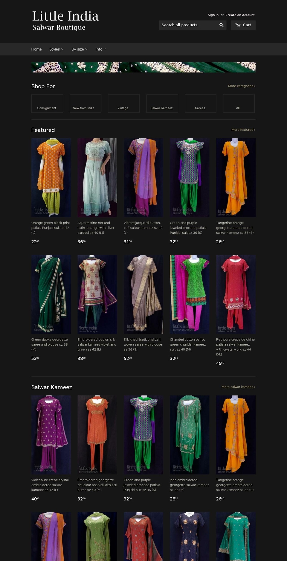 littleindiasalwarboutique.com — Shopify storefront screenshot