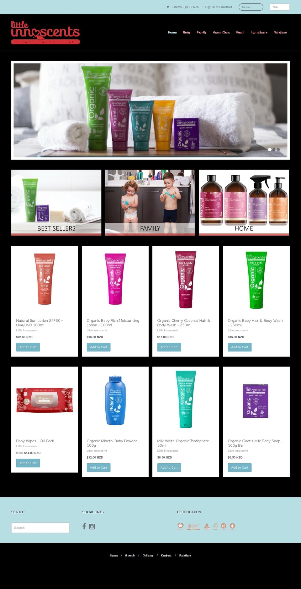 littleinnoscents.co.nz shopify website screenshot