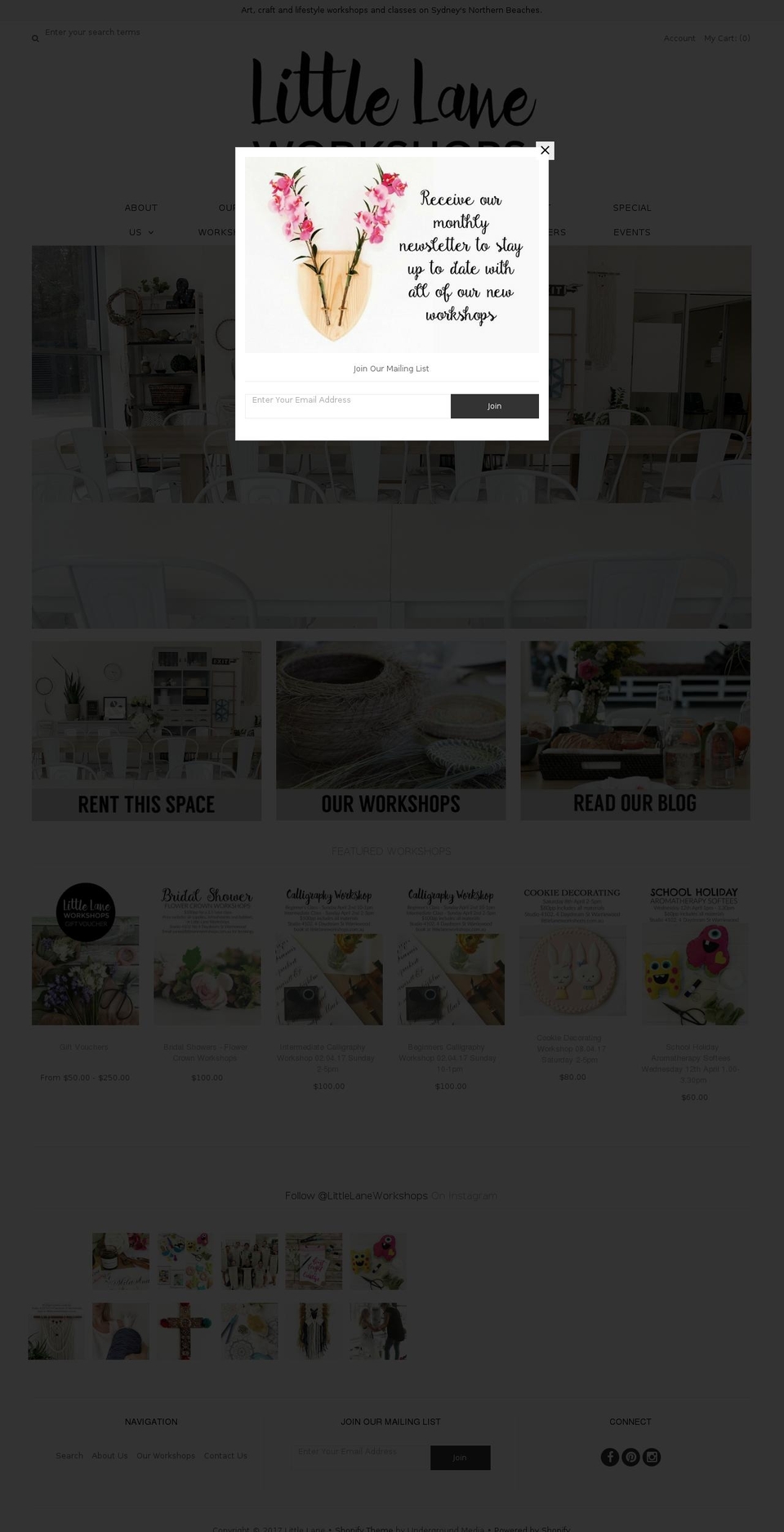 littlelaneworkshops.com.au shopify website screenshot