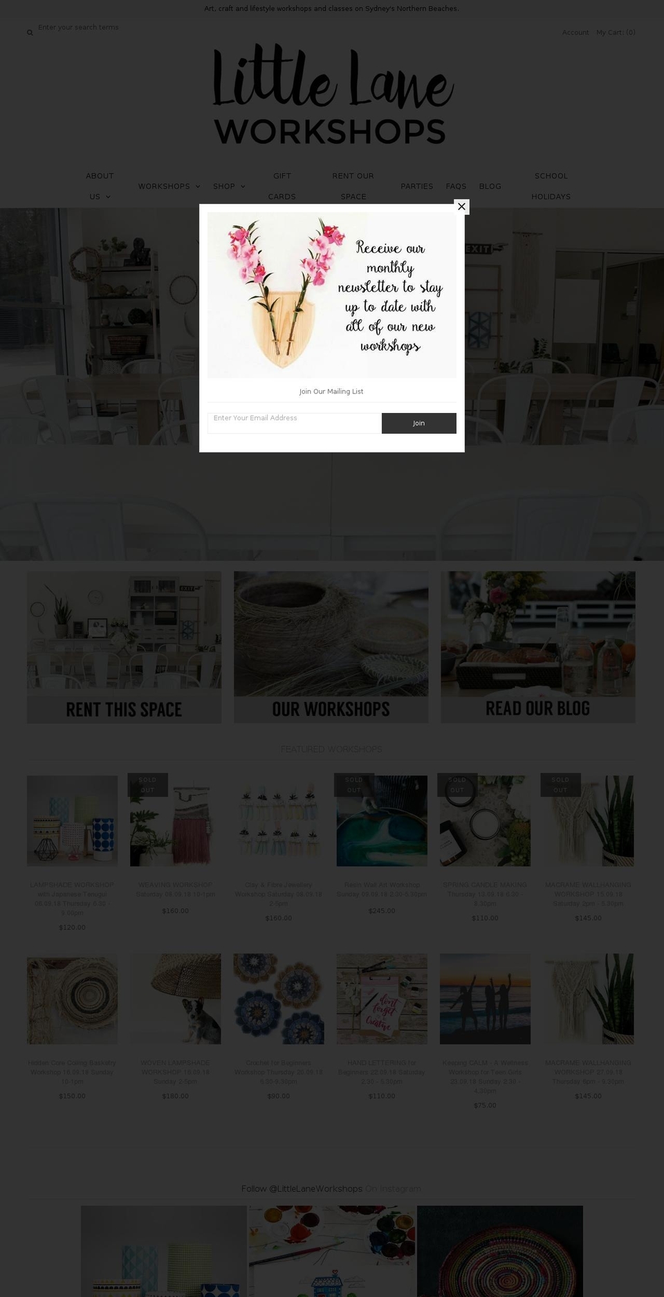 littlelaneworkshops.com — Shopify storefront screenshot