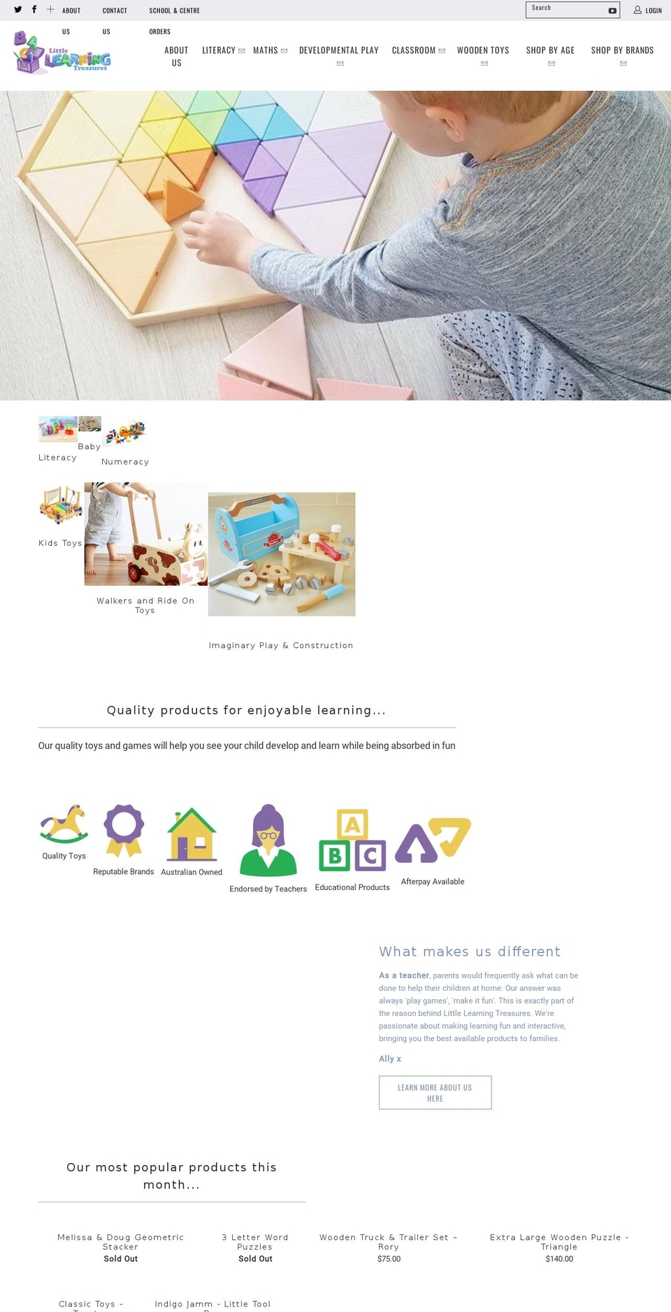 littlelearningtreasures.com.au shopify website screenshot