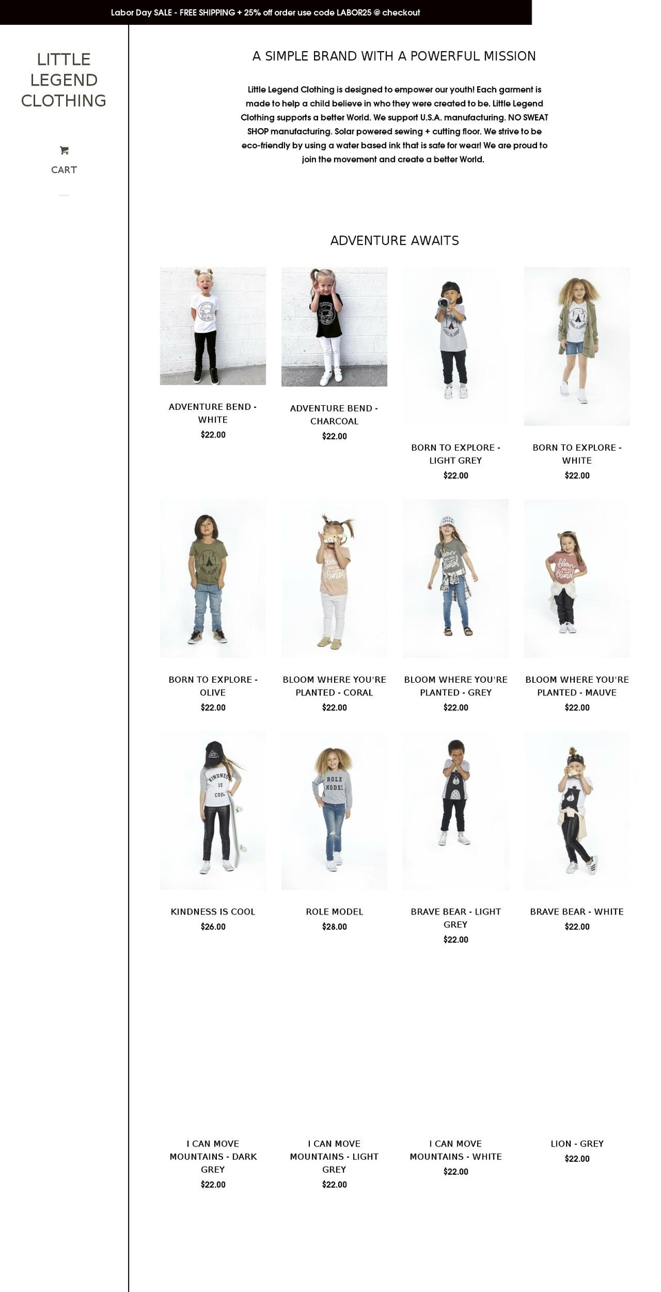 littlelegendclothing.com — Shopify storefront screenshot