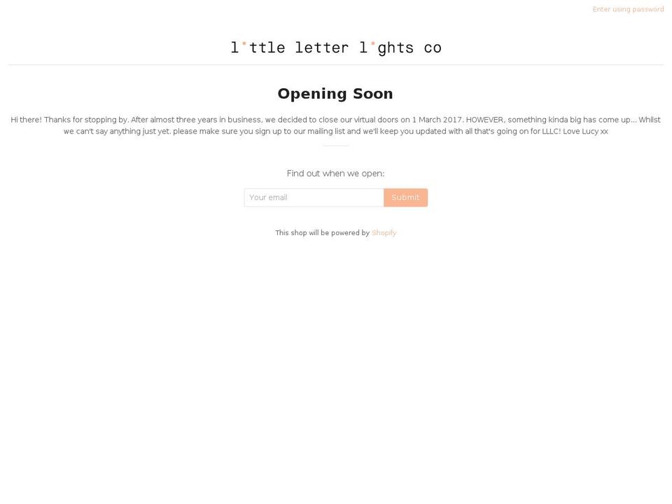 littleletterlightsco.com shopify website screenshot